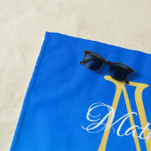 ミセスビーチ結婚式ハートズインサンドファミリーモノグラム ビーチタオル (インサイチュ)