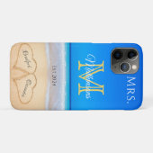 ミセスビーチ結婚式ハートズインサンドファミリーモノグラム Case-Mate iPhoneケース (裏面(横))