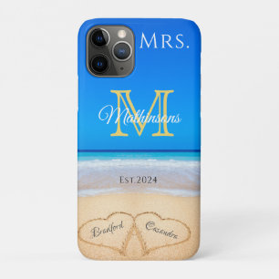 ミセスビーチ結婚式ハートズインサンドファミリーモノグラム iPhone 11 PROケース