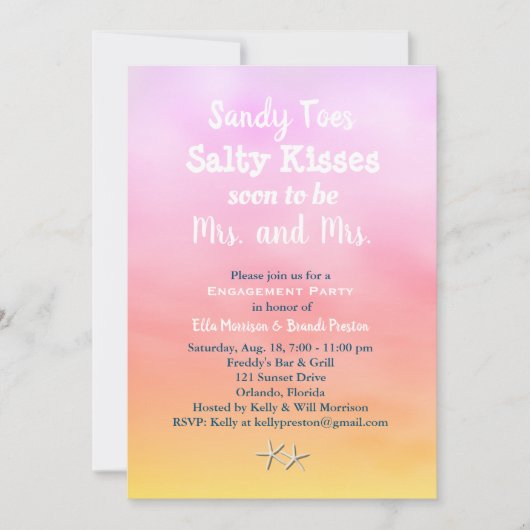 ミセスミセス・サンディ・トゥーズ婚約パーティ・サンセット 招待状 (正面)