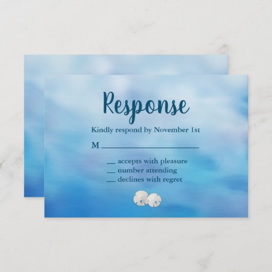 ミセスミセス・サンディ・トゥーズRSVPサンドドル 出欠カード (正面/裏面)