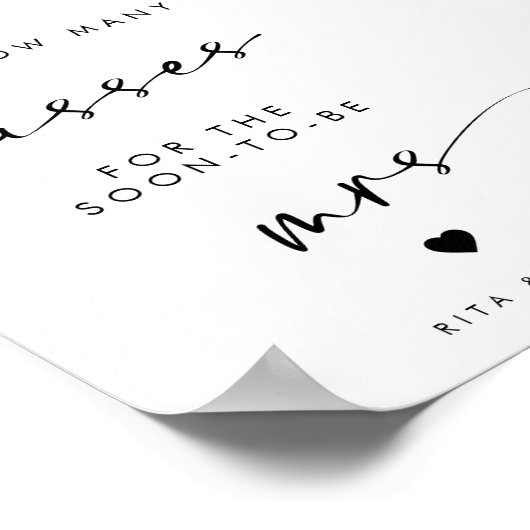 ミセスモダンブライダルシャワーゲームサインのためのシックなキス ポスター (角)