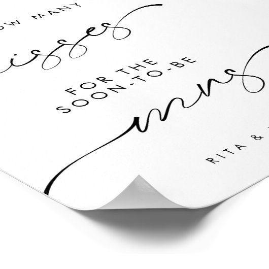 ミセスモダンミニマルブライダルシャワーゲームのキス ポスター (角)