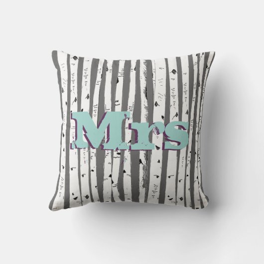 ミセス又はミセスが樺の木ツリー枕をパーソナライズ クッション (裏面)