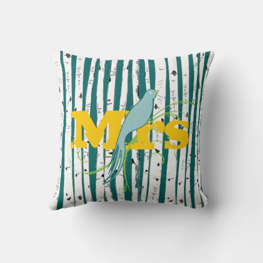 ミセス又はミセスが樺の木ツリー枕をパーソナライズ クッション (裏面)