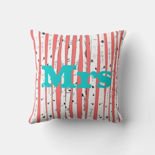 ミセス又はミセスが樺の木ツリー枕をパーソナライズ クッション (裏面)