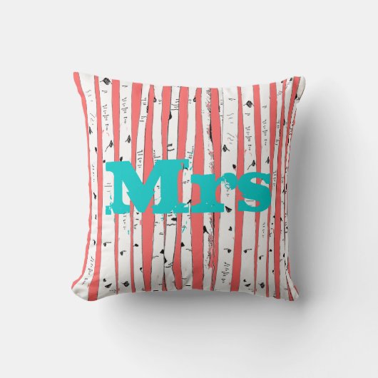 ミセス又はミセスが樺の木ツリー枕をパーソナライズ クッション (正面)