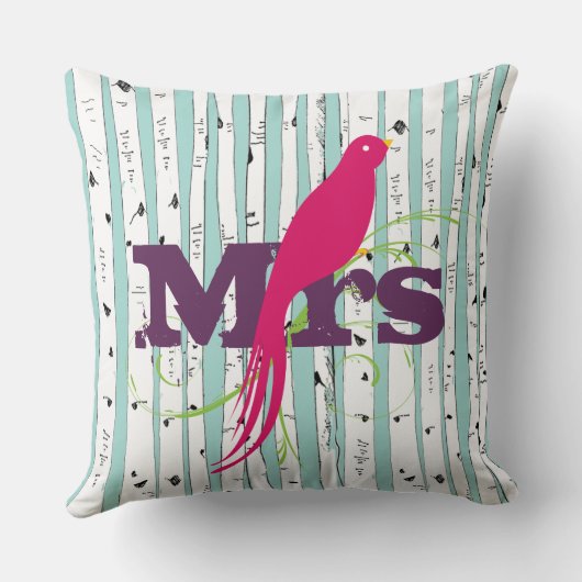 ミセス又はミセスが樺の木ツリー枕をパーソナライズ クッション (裏面)