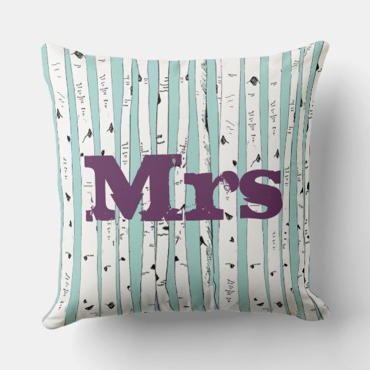 ミセス又はミセスが樺の木ツリー枕をパーソナライズ クッション (裏面)