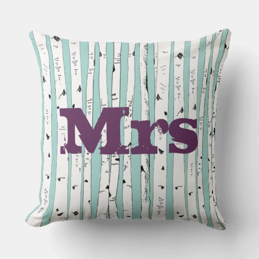 ミセス又はミセスが樺の木ツリー枕をパーソナライズ クッション (正面)