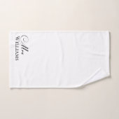 ミセス名パーソナライズされた白ブラック ハンドタオル (ハンドタオル)