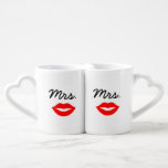 ミセス唇と唇の夫人 ペアカップ<br><div class="desc">どんなカップルにも最適な贈り物、おもしろいとモダンデザインは赤い唇に「ミセス」という言葉を付けている。</div>