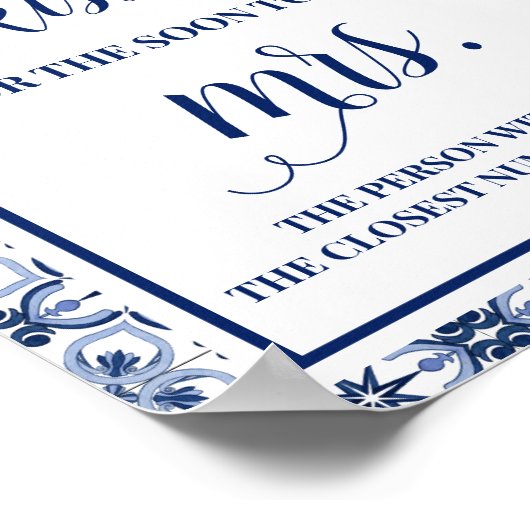 ミセス地中海のシャワーのキスの数のサイン ポスター (角)