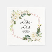 ミセス恋しく思グ・グリーナリー幾何学模様ブライダルシャワーナプキへ スタンダードカクテルナプキン (正面)