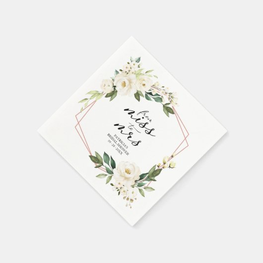 ミセス恋しく思グ・グリーナリー幾何学模様ブライダルシャワーナプキへ スタンダードカクテルナプキン (角)