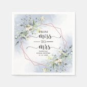 ミセス恋しく思グ・グリーナリー幾何学模様ブライダルシャワーナプキへ スタンダードカクテルナプキン (正面)