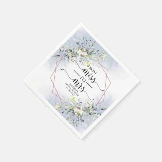 ミセス恋しく思グ・グリーナリー幾何学模様ブライダルシャワーナプキへ スタンダードカクテルナプキン (角)