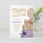 ミセス恋しく思パープル金ゴールドブライダルシャワーへの旅行 招待状 (スタンド正面)