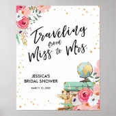 ミセス恋しく思ピンクへの旅行フローラブライダルシャワー ポスター (正面)