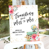 ミセス恋しく思ピンクへの旅行フローラブライダルシャワー ポスター