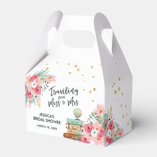 ミセス恋しく思ピンクフローラブライダルシャワーへの旅行 フェイバーボックス (正面サイド)