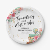 ミセス恋しく思ピンクフローラブライダルシャワーへの旅行 ペーパープレート (正面)