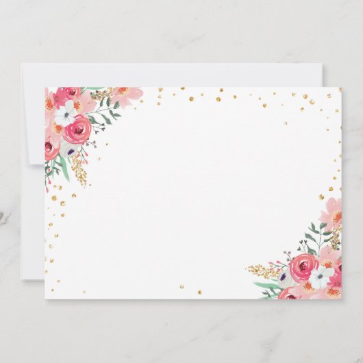 ミセス恋しく思ピンクフローラブライダルシャワーへの旅行 招待状 (裏面)