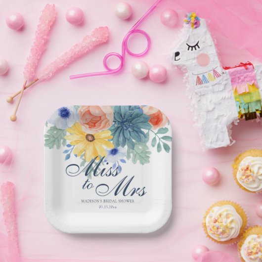 ミセス恋しく思フローラ多肉性マカロンブライダルシャワー ペーパープレート (パーティー)