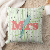 ミセス春グリーンピーチアクア樺の木ツリー枕 クッション (ブランケット)