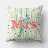 ミセス春グリーンピーチアクア樺の木ツリー枕 クッション (正面)