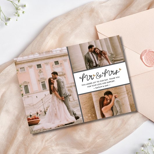ミセス氏の写真結婚コラージュサンキューカード