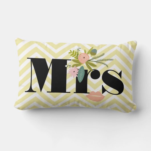 ミセス淡い色のイエローホワイトティール（緑がかった色）ジグザグ ランバークッション (裏面)