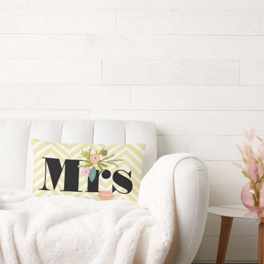 ミセス淡い色のイエローホワイトティール（緑がかった色）ジグザグ ランバークッション (ソファ)