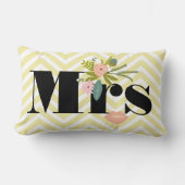 ミセス淡い色のイエローホワイトティール（緑がかった色）ジグザグ ランバークッション (正面)