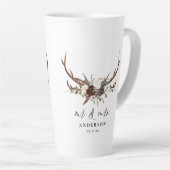 ミセス素朴ズとミセスのスタッ結婚グ水色フローラ カフェラテマグ (右アングル)