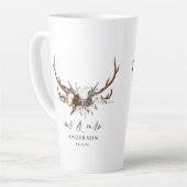 ミセス素朴ズとミセスのスタッ結婚グ水色フローラ カフェラテマグ (左アングル)