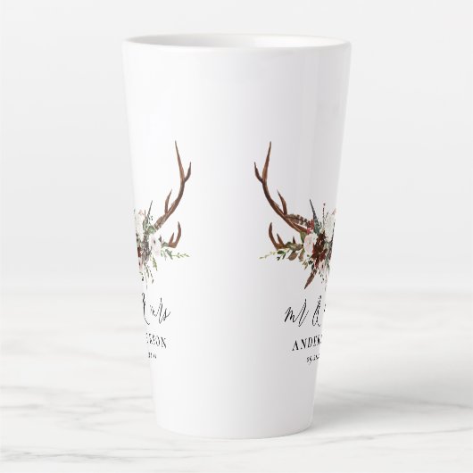 ミセス素朴ズとミセスのスタッ結婚グ水色フローラ カフェラテマグ (正面)