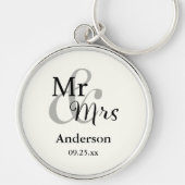 ミセス結婚のパーソナライズされたKeyring Name & Date キーホルダー (正面)