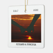 ミセス結婚ズ |両面2枚の写真モダン セラミックオーナメント (左)