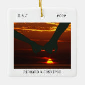 ミセス結婚ズ |両面2枚の写真モダン セラミックオーナメント (正面)