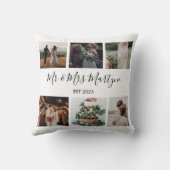 ミセス結婚フォトコラージュパーソナライズされた クッション (裏面)
