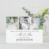 ミセス結婚フォトコラージュモダンモノグラム シーズンカード (スタンド正面)