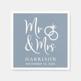 ミセス結婚・ダスティー・ブルー スタンダードカクテルナプキン