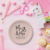 ミセス結婚・赤面・ピンク ペーパープレート (パーティー)