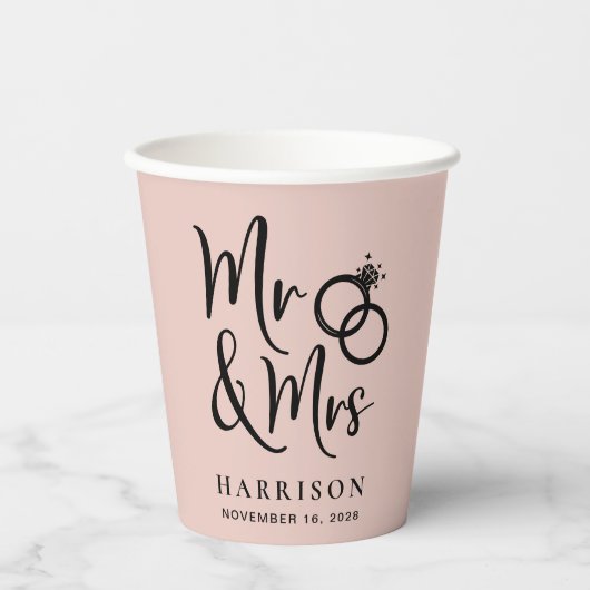 ミセス結婚・赤面・ピンク 紙コップ (正面)