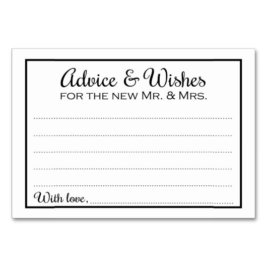 ミセス縁どカード氏の新しいアドバイスと希望 テーブルナンバー (正面)