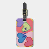 ミセス重カラフル層ハート荷札 ラゲッジタグ (正面縦)