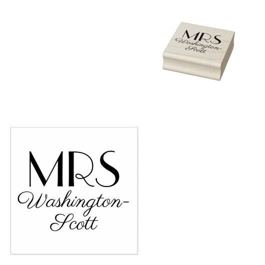 ミセス1または2行のハイフン付き長い名結婚前 ラバースタンプ (押印)