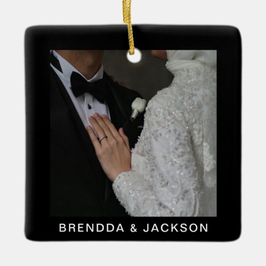 ミセス1フォトコラージュ初めてのクリスマス セラミックオーナメント (正面)