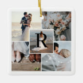 ミセス5フォトコラージュ初めてのクリスマスモノグラム セラミックオーナメント (正面)